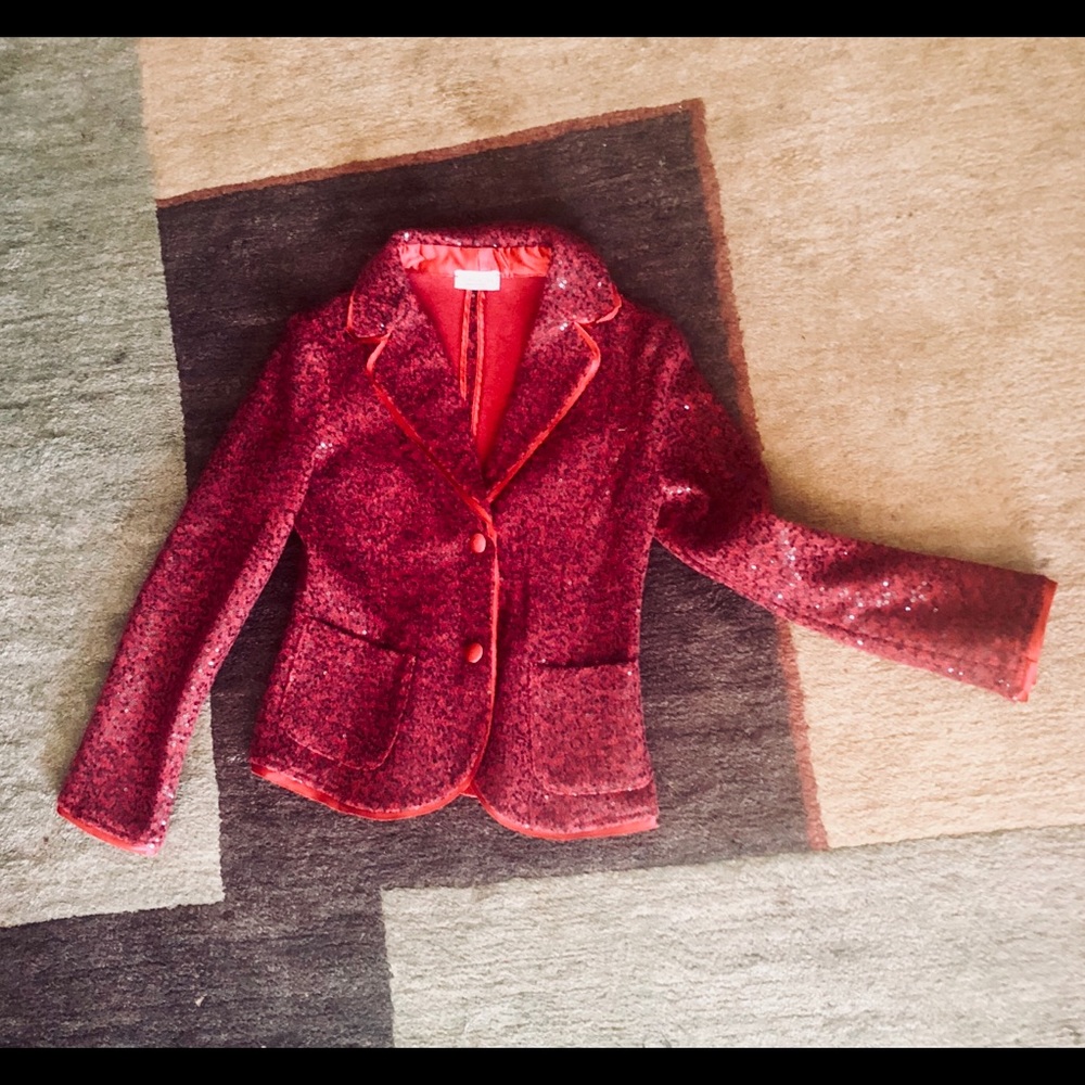 Girls designer red sequin blazer